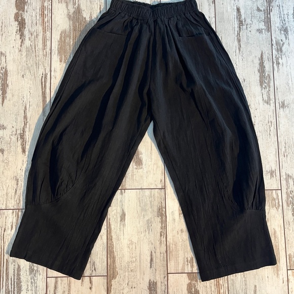 High Waisted Balloon Pants Linen Blend Parachute Harem Silhouette Small NWOT - Picture 2 of 12